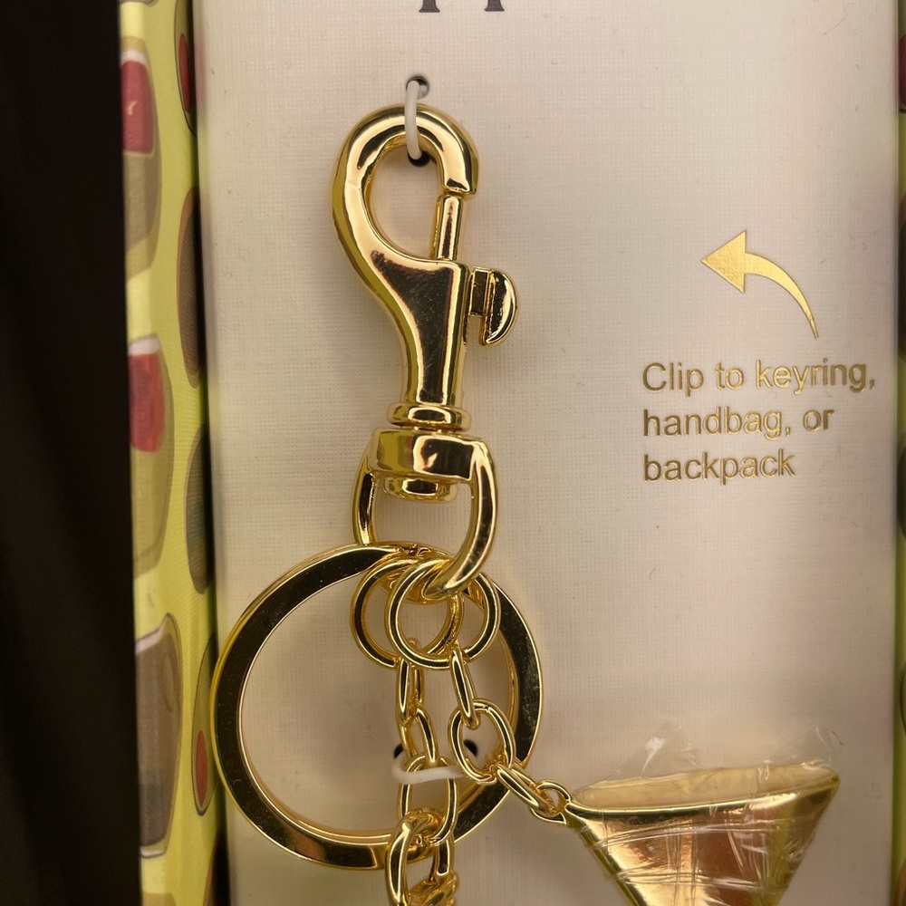 Piper K Gold Martini Keychain with Green Olive Bag Charms - Picture 5 of 8